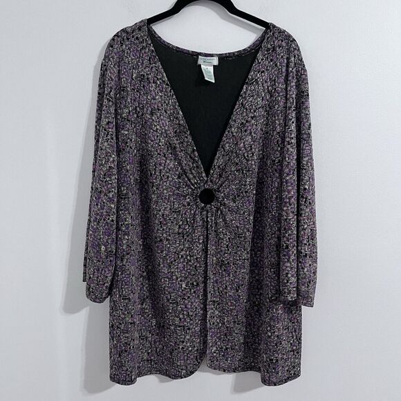 Laura Ashley Art to Wear Blouse Size 3X Plus Slinky Retro Open Top Fairy Whimsy - Picture 1 of 6